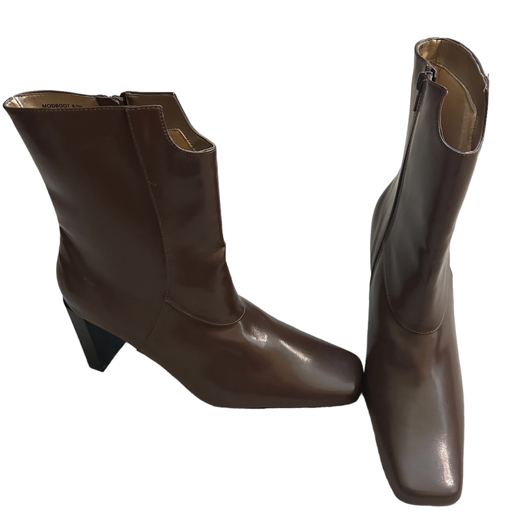 ❄️ Suzanne Somers Modboot Heeled Boots Brown 8.5 Never Worn